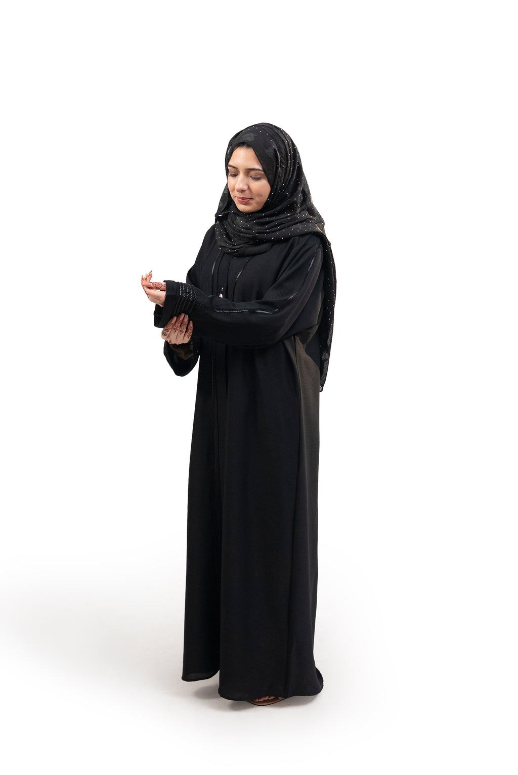 Open Crystal Stone Work Abaya