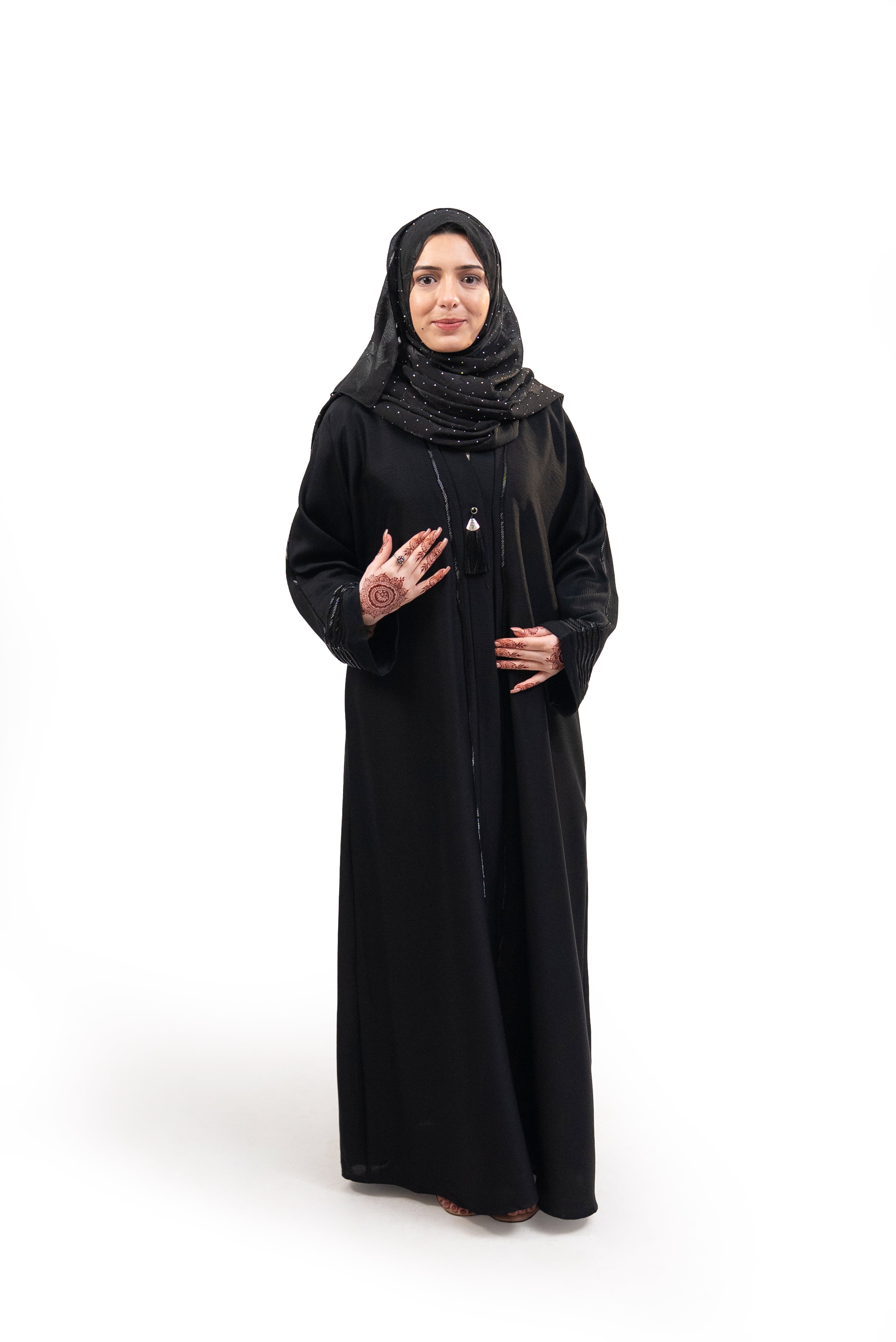Open Crystal Stone Work Abaya
