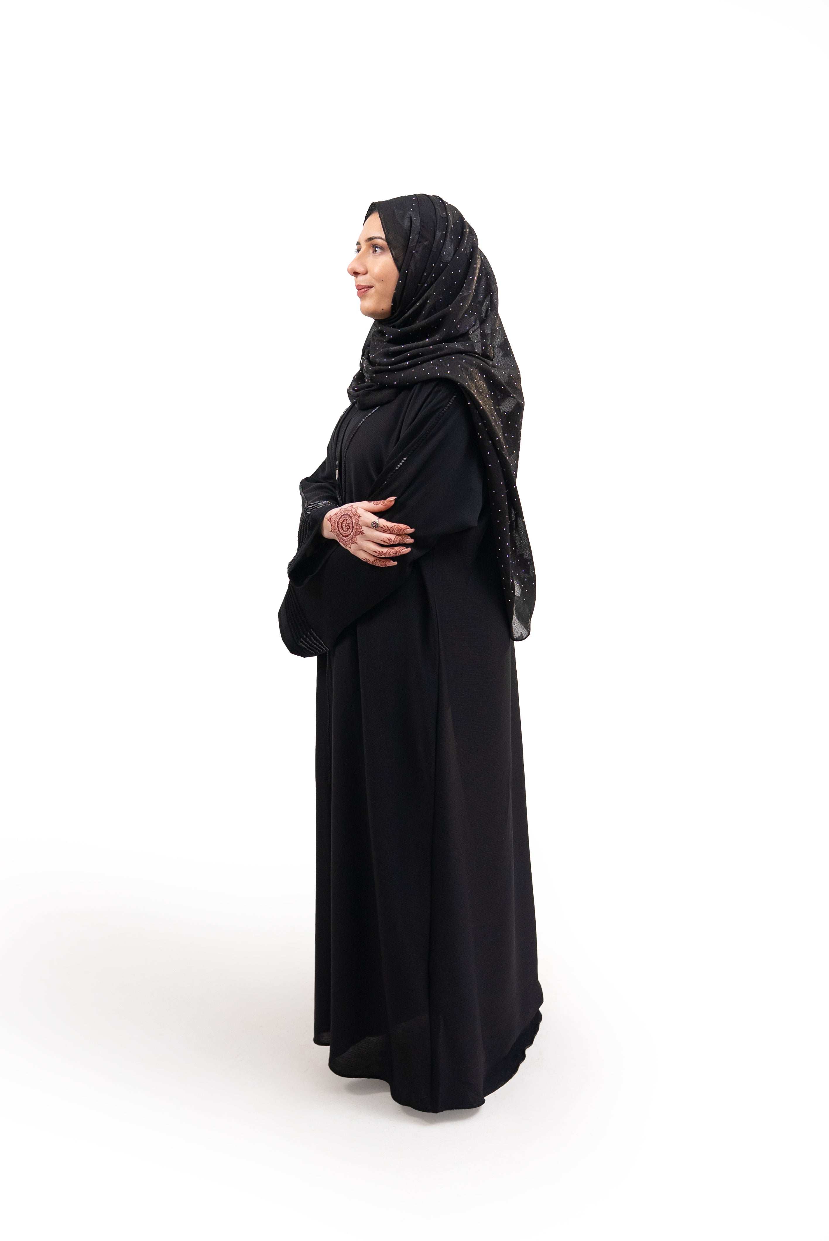 Open Crystal Stone Work Abaya