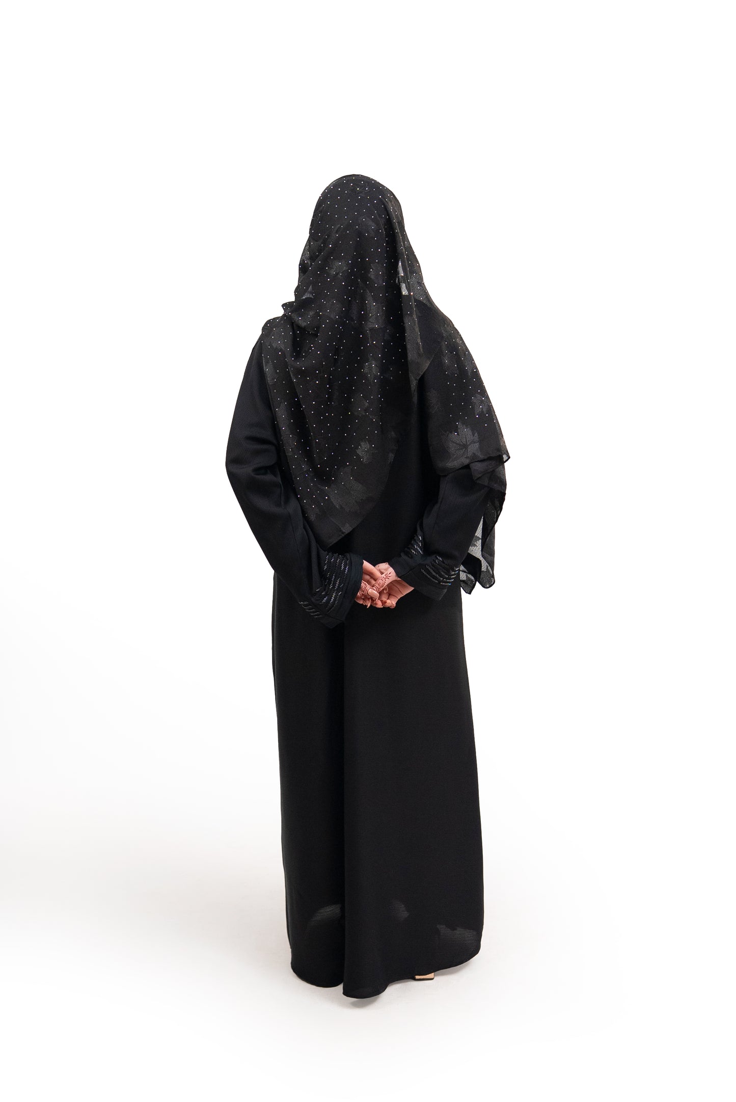Open Crystal Stone Work Abaya