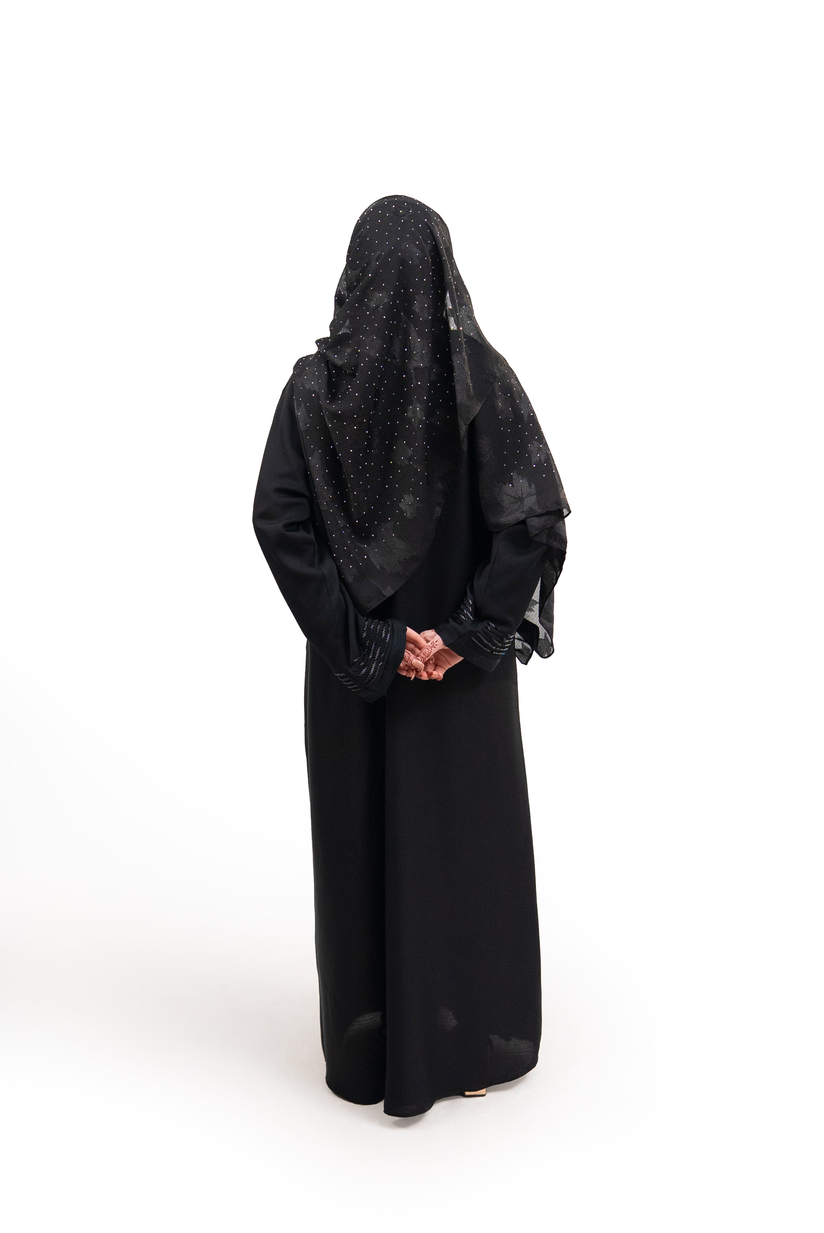 Open Crystal Stone Work Abaya