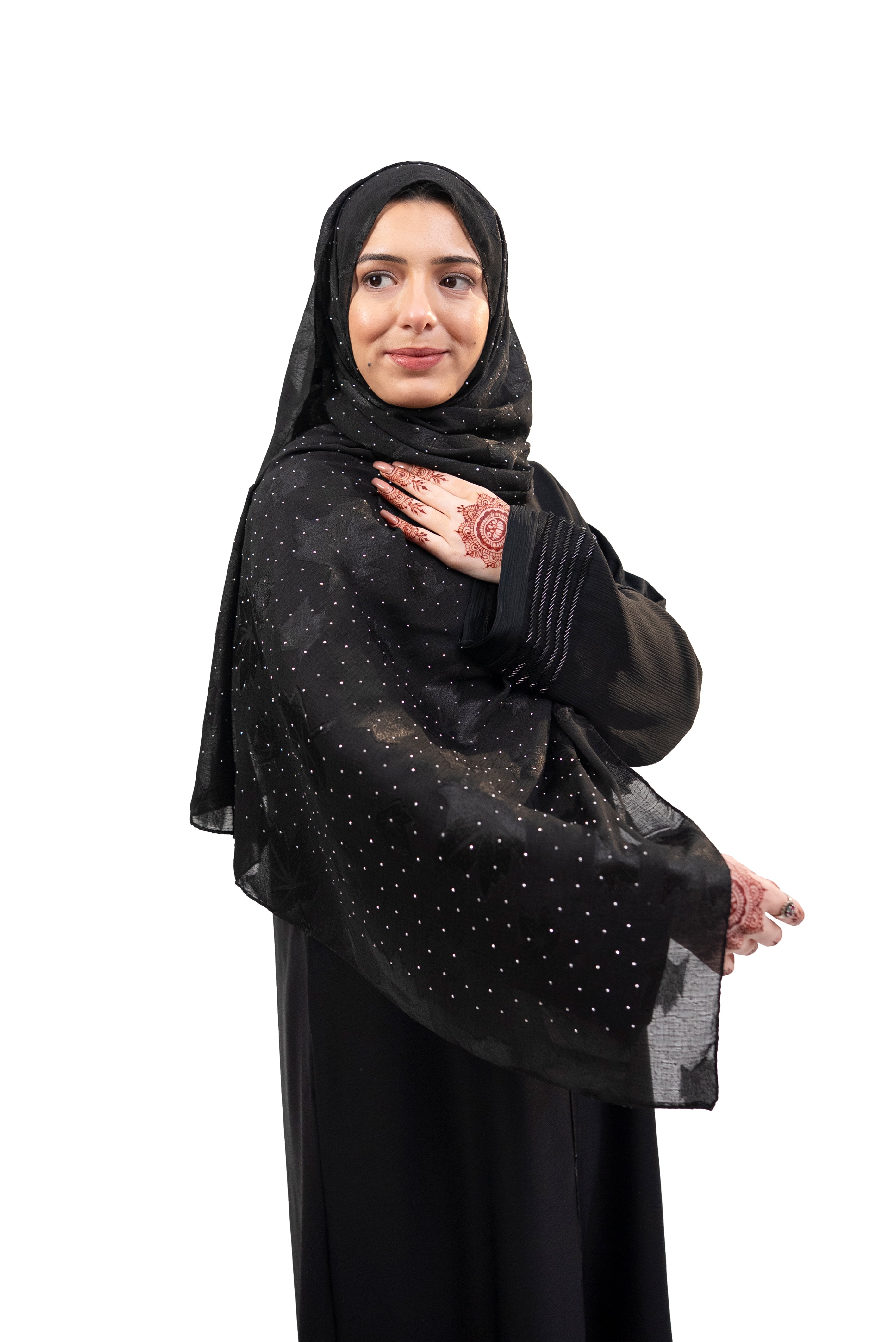 Open Crystal Stone Work Abaya Secondary image