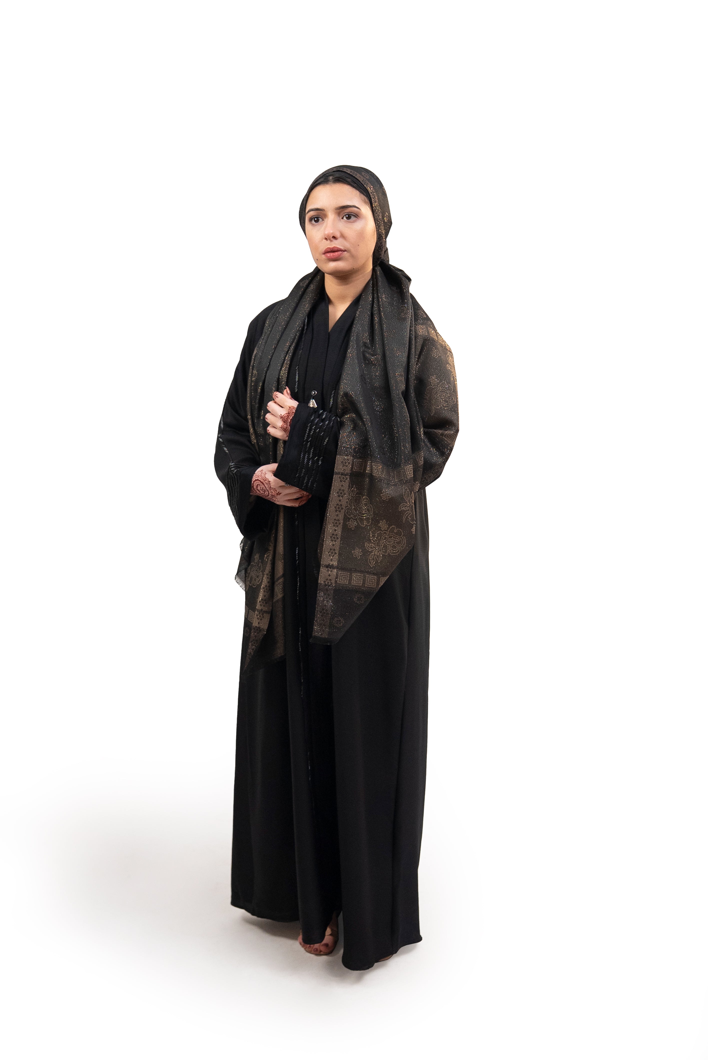 Open Crystal Stone Work Abaya