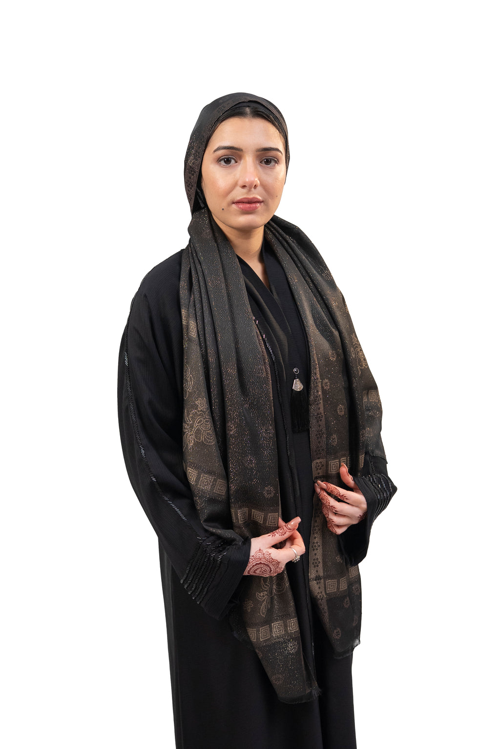 Open Crystal Stone Work Abaya